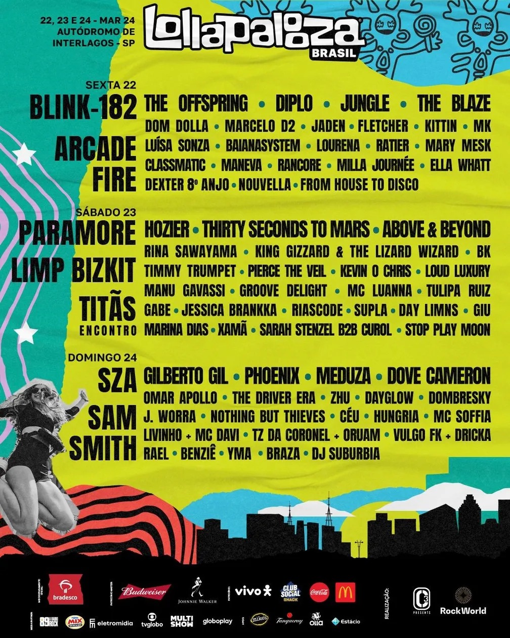 Taí o line up completo do Lollapalooza Brasil 2024